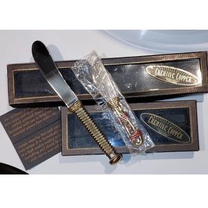 Lot Of 2 CREATIVE COPPER Handmade In Africa Cheese Spreader Knives *EXCEPTIONAL*